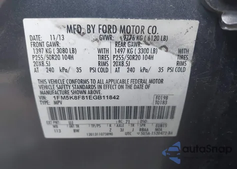 2014 Ford Explorer Limited from USA, damaged, VIN 1FM5K8F81EGB11842